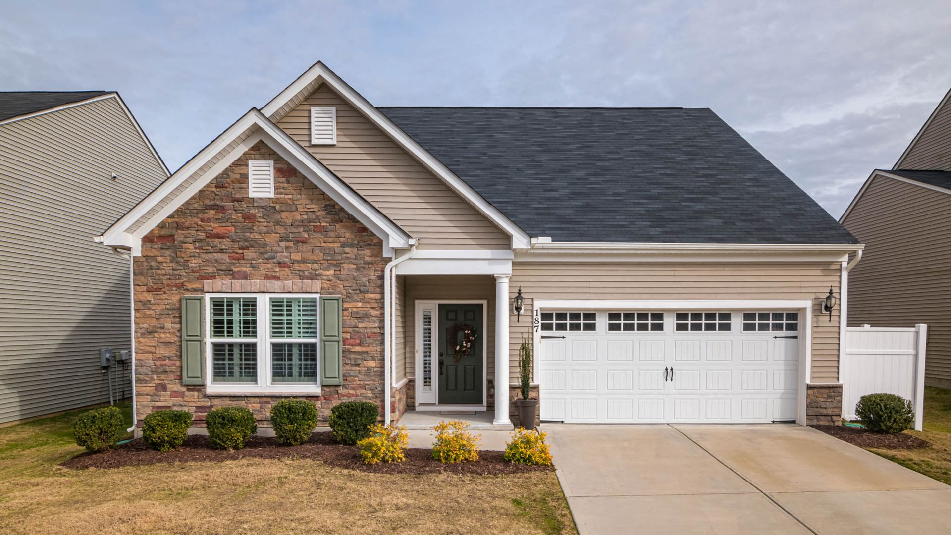 A clean, well-maintained residential garage door.