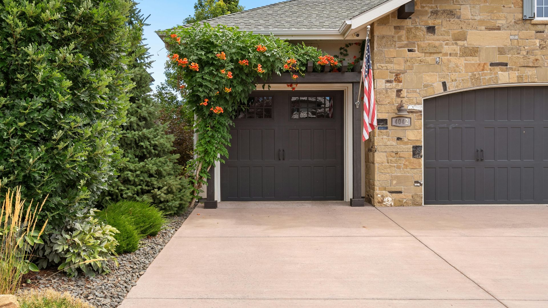 A modern residential garage door.