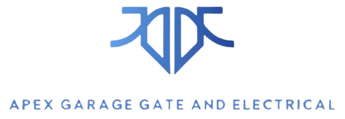 The apex garage gate and electrical logo